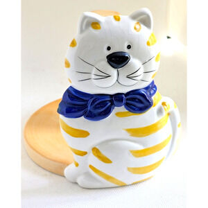 PAPER TOWEL HOLDER/DISPENSER-ALCO-Countertop-White Cat-Yellow Stripes-Ceramic